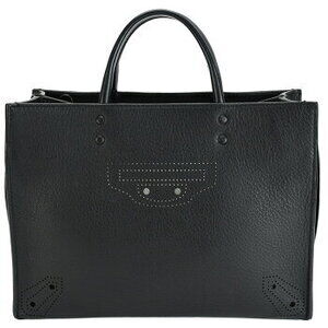 Balenciaga Shoulder Tote Handbag Black Perforated Bag Paper Leather